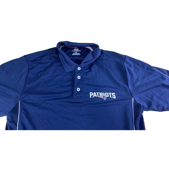 Men's Majestic NFL New England Patriots Polo Shirt Sz L Cool Base Blue Athletic - Picture 4 of 7